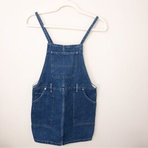 Forever 21 Size XS Denim Overall Dress Mini Blue Pockets Cotton